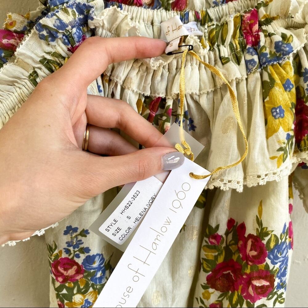 NWT House of Harlow 1960 Floral Off The Shoulder‎ Top - Picture 5 of 8